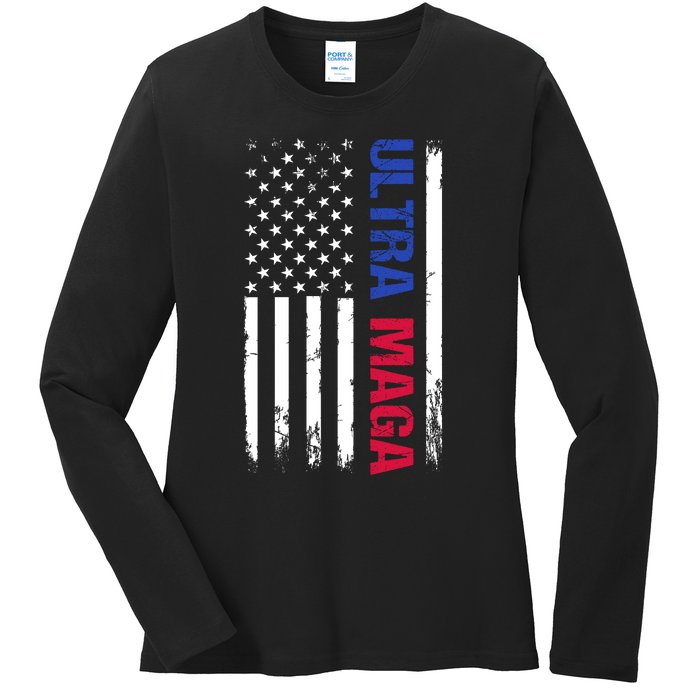 Ultra Maga Flag Ladies Long Sleeve Shirt