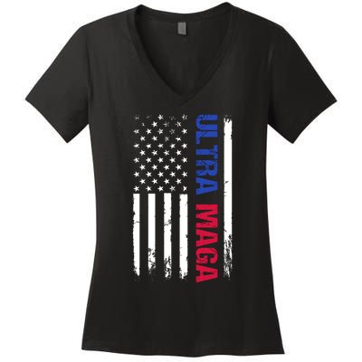 Ultra Maga Flag Women's V-Neck T-Shirt