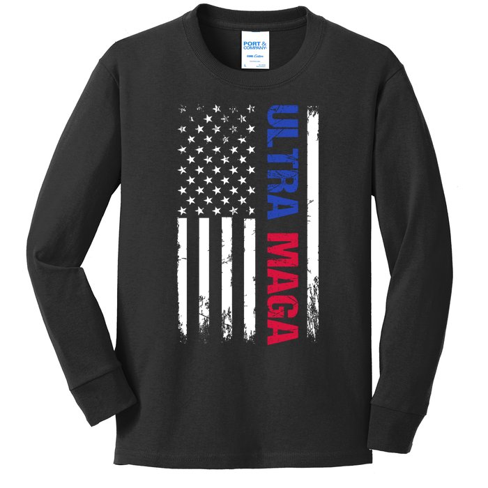 Ultra Maga Flag Kids Long Sleeve Shirt