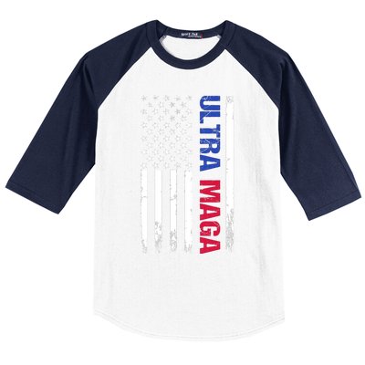 Ultra Maga Flag Baseball Sleeve Shirt