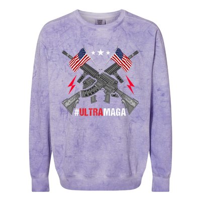 Ultra MAGA Funny Conservative Anti Biden Pro Trump Colorblast Crewneck Sweatshirt