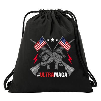 Ultra MAGA Funny Conservative Anti Biden Pro Trump Drawstring Bag