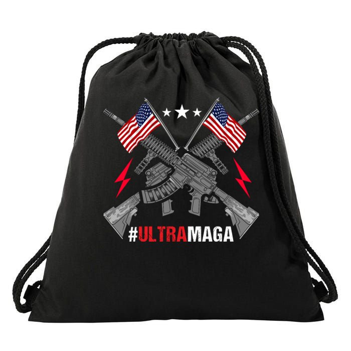 Ultra MAGA Funny Conservative Anti Biden Pro Trump Drawstring Bag