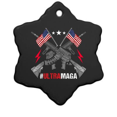 Ultra MAGA Funny Conservative Anti Biden Pro Trump Ceramic Star Ornament