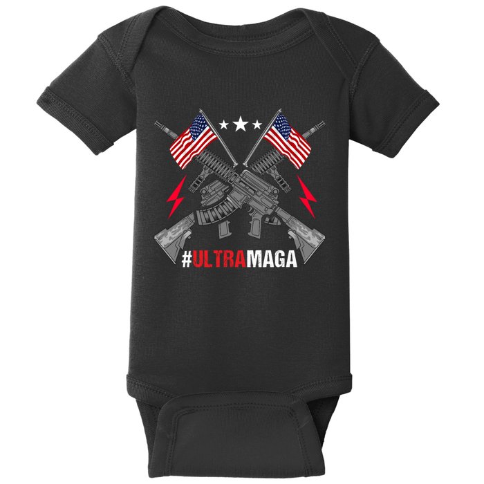 Ultra MAGA Funny Conservative Anti Biden Pro Trump Baby Bodysuit