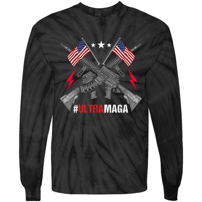 Ultra MAGA Funny Conservative Anti Biden Pro Trump Tie-Dye Long Sleeve Shirt