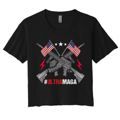 Ultra MAGA Funny Conservative Anti Biden Pro Trump Crop Top
