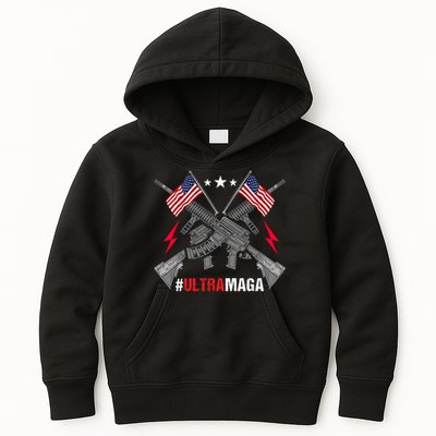 Ultra MAGA Funny Conservative Anti Biden Pro Trump Kids Hoodie