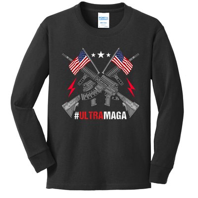 Ultra MAGA Funny Conservative Anti Biden Pro Trump Kids Long Sleeve Shirt