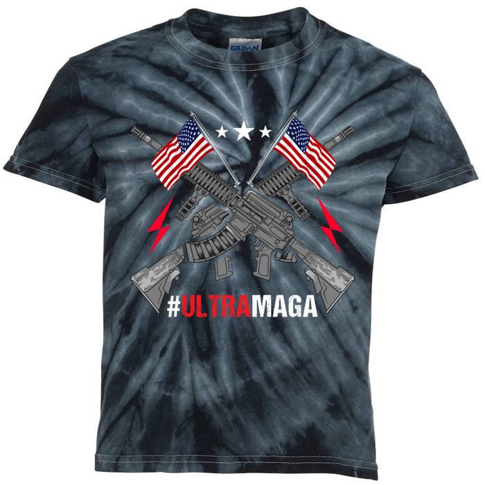 Ultra MAGA Funny Conservative Anti Biden Pro Trump Kids Tie-Dye T-Shirt