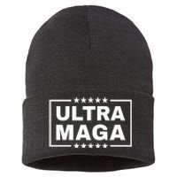 Ultra Maga Funny Anti Joe Biden Proud Ultra Mega Sustainable Knit Beanie