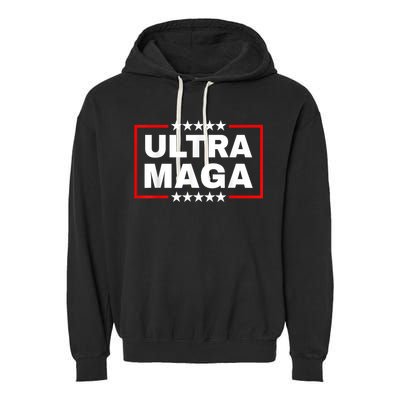 Ultra MAGA Funny Conservative Anti Biden Pro Trump Gift Garment-Dyed Fleece Hoodie