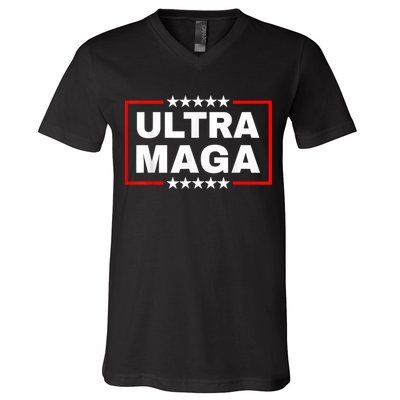 Ultra MAGA Funny Conservative Anti Biden Pro Trump Gift V-Neck T-Shirt