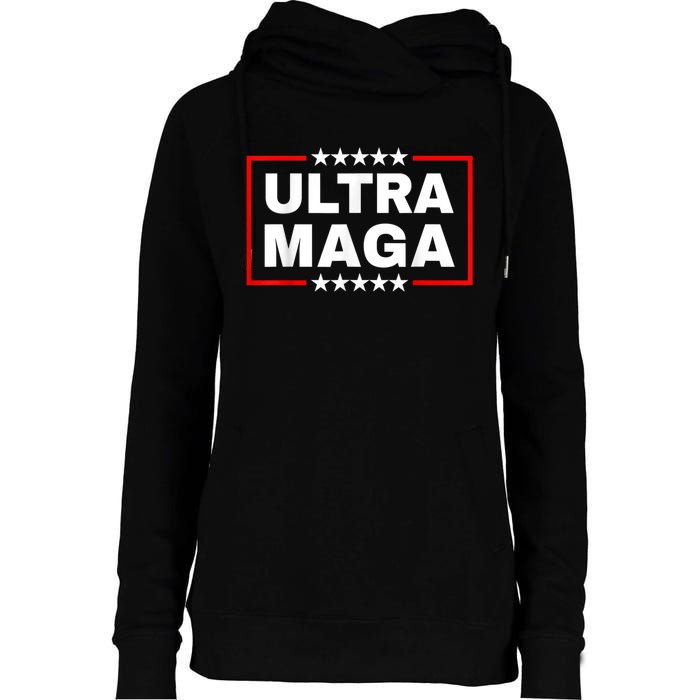 Ultra MAGA Funny Conservative Anti Biden Pro Trump Gift Womens Funnel Neck Pullover Hood