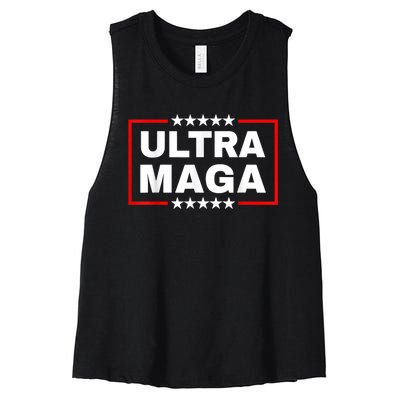 Ultra MAGA Funny Conservative Anti Biden Pro Trump Gift Women's Racerback Cropped Tank