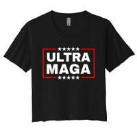 Ultra MAGA Funny Conservative Anti Biden Pro Trump Gift Women's Crop Top Tee