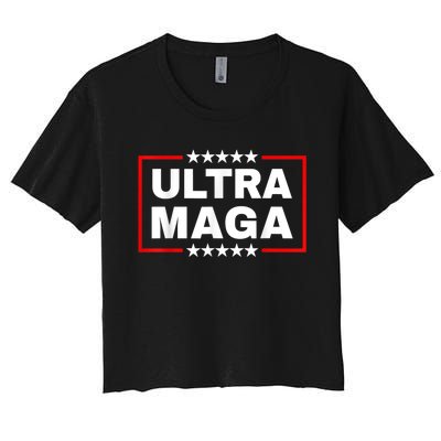 Ultra MAGA Funny Conservative Anti Biden Pro Trump Gift Women's Crop Top Tee