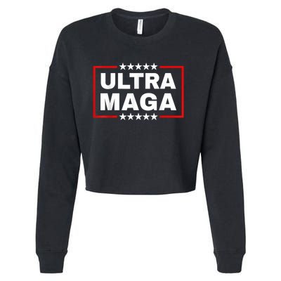 Ultra MAGA Funny Conservative Anti Biden Pro Trump Gift Cropped Pullover Crew