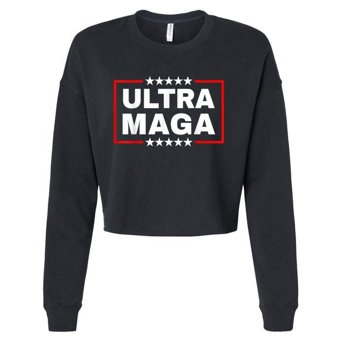 Ultra MAGA Funny Conservative Anti Biden Pro Trump Gift Cropped Pullover Crew