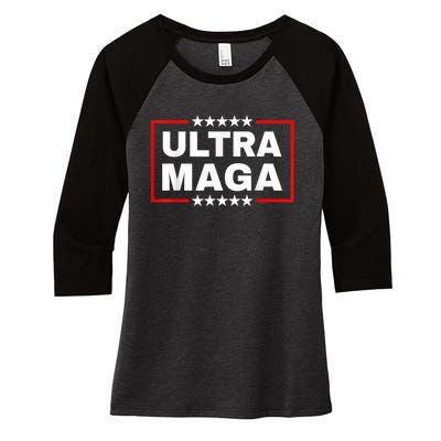 Ultra MAGA Funny Conservative Anti Biden Pro Trump Gift Women's Tri-Blend 3/4-Sleeve Raglan Shirt