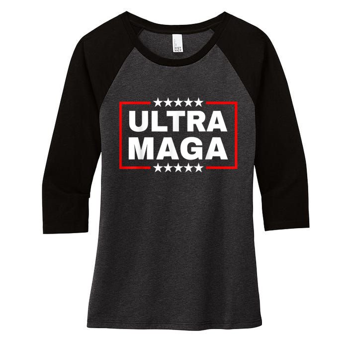 Ultra MAGA Funny Conservative Anti Biden Pro Trump Gift Women's Tri-Blend 3/4-Sleeve Raglan Shirt