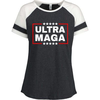 Ultra MAGA Funny Conservative Anti Biden Pro Trump Gift Enza Ladies Jersey Colorblock Tee