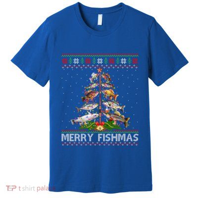 Ugly Merry Fishmas Fishing Rod Fish Christmas Tree Meaningful Gift Premium T-Shirt