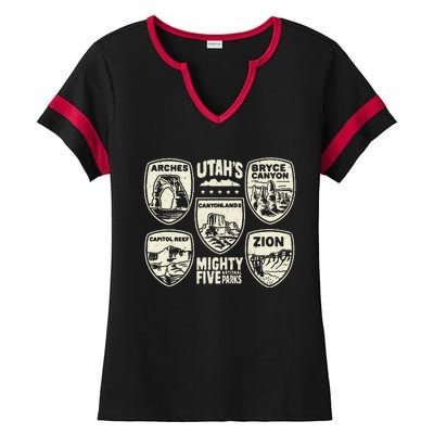 UtahS Mighty Five National Parks Adventure Hiking Ladies Halftime Notch Neck Tee