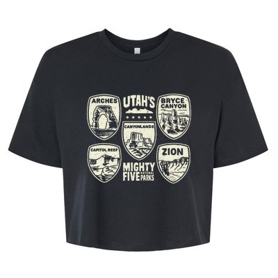 UtahS Mighty Five National Parks Adventure Hiking Bella+Canvas Jersey Crop Tee