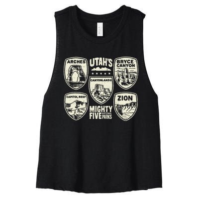 UtahS Mighty Five National Parks Adventure Hiking Women's Racerback Cropped Tank