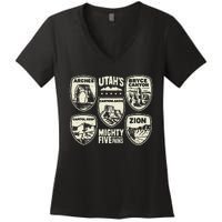 UtahS Mighty Five National Parks Adventure Hiking Women's V-Neck T-Shirt