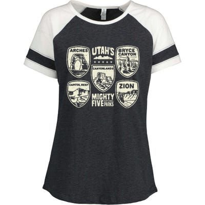 UtahS Mighty Five National Parks Adventure Hiking Enza Ladies Jersey Colorblock Tee