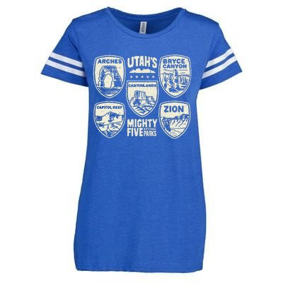 UtahS Mighty Five National Parks Adventure Hiking Enza Ladies Jersey Football T-Shirt