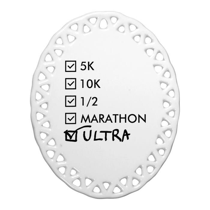 Ultra Marathon Finisher Running Ceramic Oval Ornament