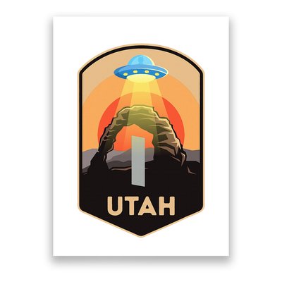 Utah Monolith Funny Utah National Park Spaceship Beam Poster
