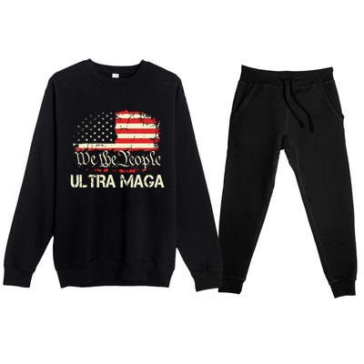 Ultra Maga Funny Anti Biden Us Flag Pro Trump Trendy Premium Crewneck Sweatsuit Set