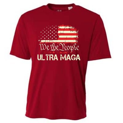 Ultra Maga Funny Anti Biden Us Flag Pro Trump Trendy Cooling Performance Crew T-Shirt