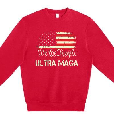 Ultra Maga Funny Anti Biden Us Flag Pro Trump Trendy Premium Crewneck Sweatshirt