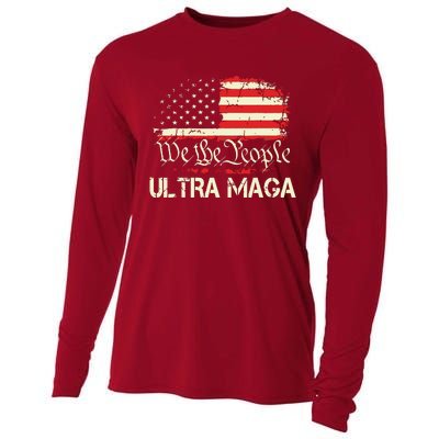 Ultra Maga Funny Anti Biden Us Flag Pro Trump Trendy Cooling Performance Long Sleeve Crew