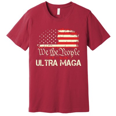 Ultra Maga Funny Anti Biden Us Flag Pro Trump Trendy Premium T-Shirt