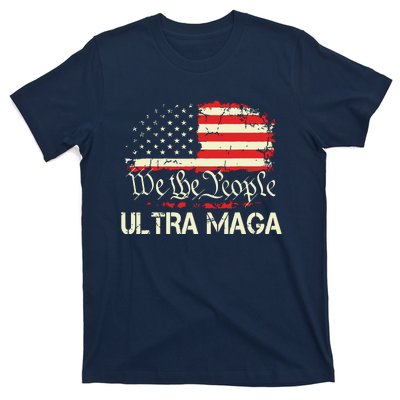 Ultra Maga Funny Anti Biden Us Flag Pro Trump Trendy T-Shirt