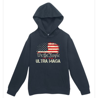 Ultra Maga Funny Anti Biden Us Flag Pro Trump Trendy Urban Pullover Hoodie