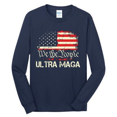 Ultra Maga Funny Anti Biden Us Flag Pro Trump Trendy Tall Long Sleeve T-Shirt