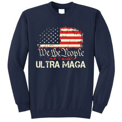 Ultra Maga Funny Anti Biden Us Flag Pro Trump Trendy Tall Sweatshirt