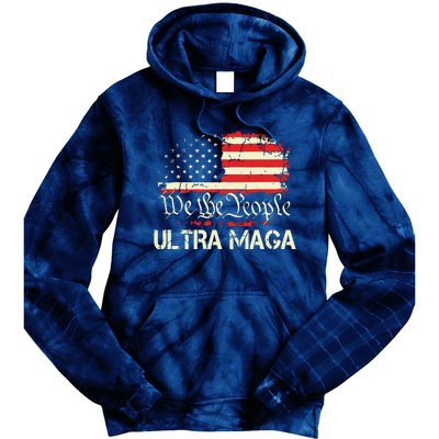 Ultra Maga Funny Anti Biden Us Flag Pro Trump Trendy Tie Dye Hoodie