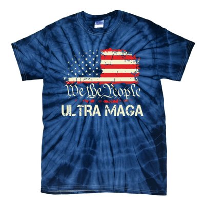 Ultra Maga Funny Anti Biden Us Flag Pro Trump Trendy Tie-Dye T-Shirt