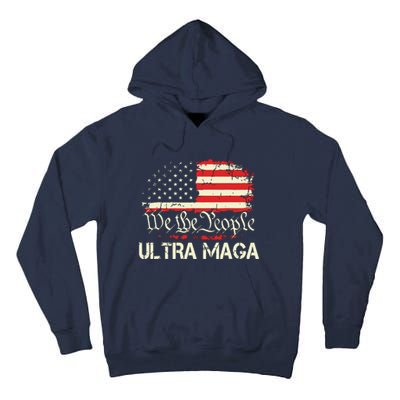 Ultra Maga Funny Anti Biden Us Flag Pro Trump Trendy Tall Hoodie