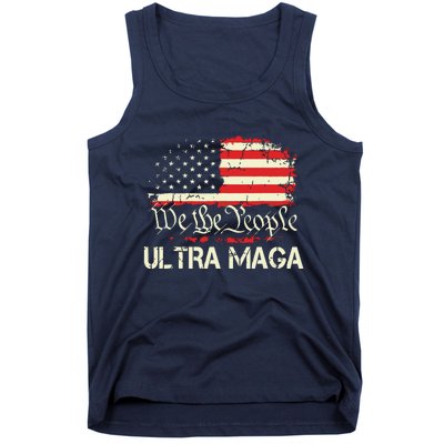 Ultra Maga Funny Anti Biden Us Flag Pro Trump Trendy Tank Top