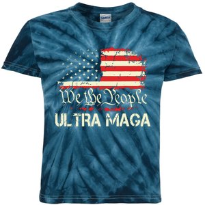 Ultra Maga Funny Anti Biden Us Flag Pro Trump Trendy Kids Tie-Dye T-Shirt