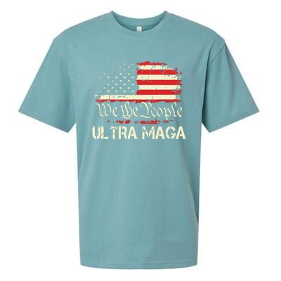 Ultra Maga Funny Anti Biden Us Flag Pro Trump Trendy Sueded Cloud Jersey T-Shirt